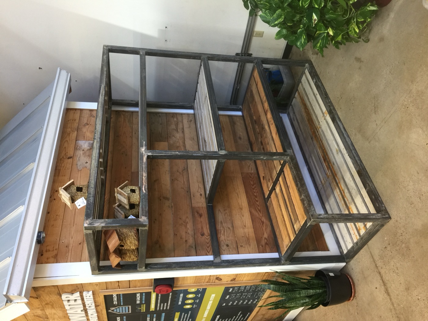 Steel and wood shelving unit