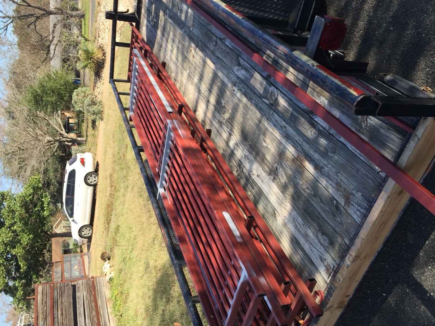 Large red gate panels